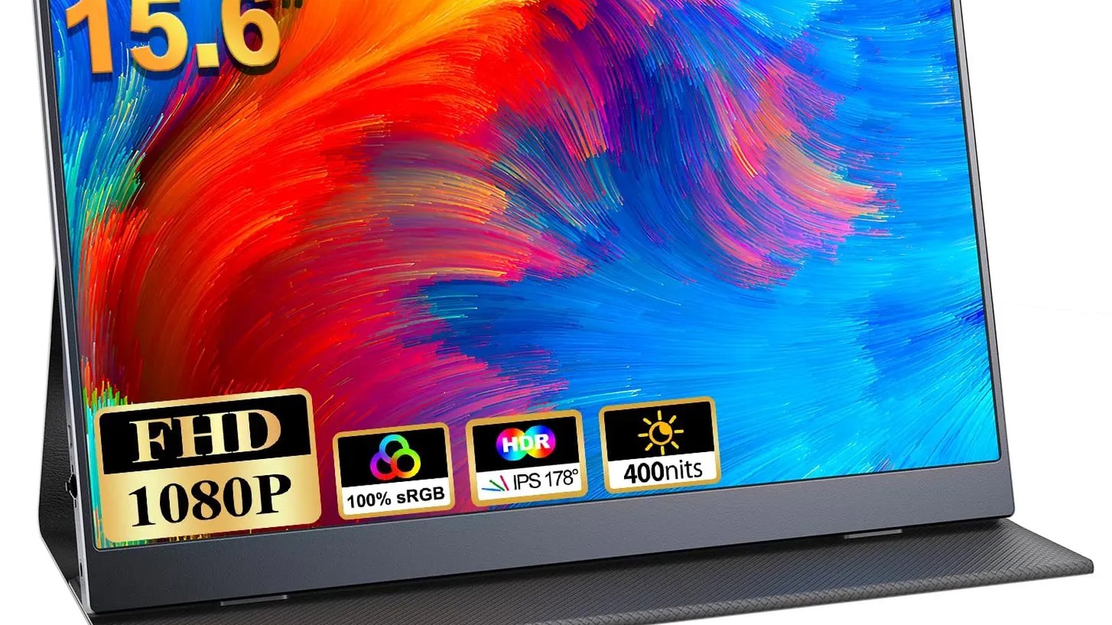 Coolhood 15.6-inch portable USB-C monitor beside a laptop on a UK desk, illustrating whether Coolhood is legit.