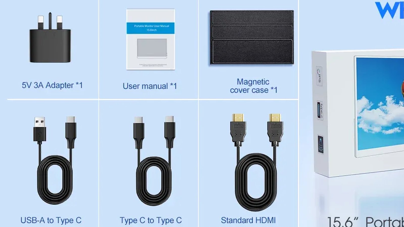 Coolhood 15.6-inch Full HD portable monitor beside a Steam Deck on a desk, linked by one USB-C cable